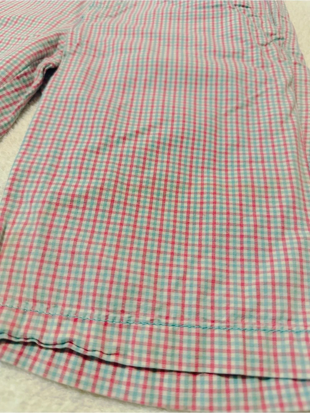 The Children's Place Pink and Green Checked Flat Front Shorts